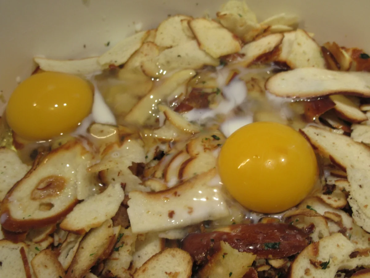 Fleisch: Gebackene Weißwurst mit Brez´nknödeln und Senfsoße - Rezept - Bild Nr. 6608