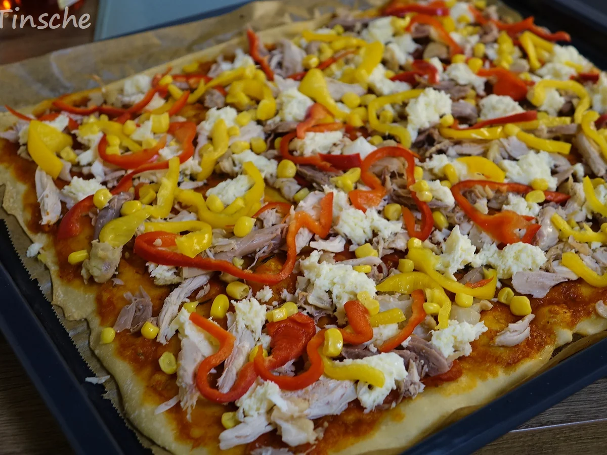 Knusprige Hähnchen-Paprika-Pizza - Rezept - Bild Nr. 6631