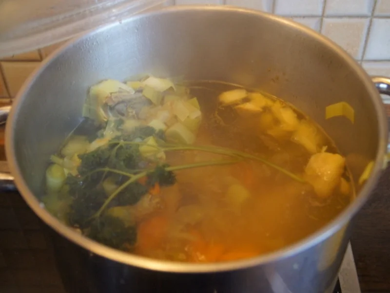 Kürbiscremesuppe mit Kokosmilch und Hähnchenfleischeinlage - Rezept - Bild Nr. 6644