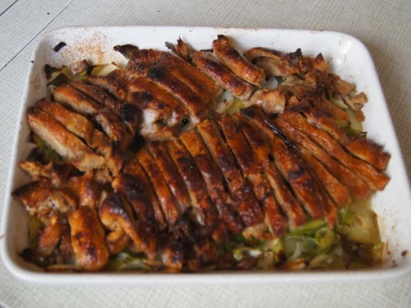 Ente auf Gemüsebett mit Erdnusssauce, Champignons und gelber Basmatireis - Rezept - Bild Nr. 7