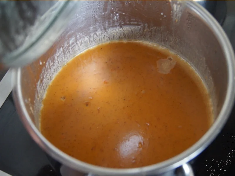 Ente auf Gemüsebett mit Erdnusssauce, Champignons und gelber Basmatireis - Rezept - Bild Nr. 11