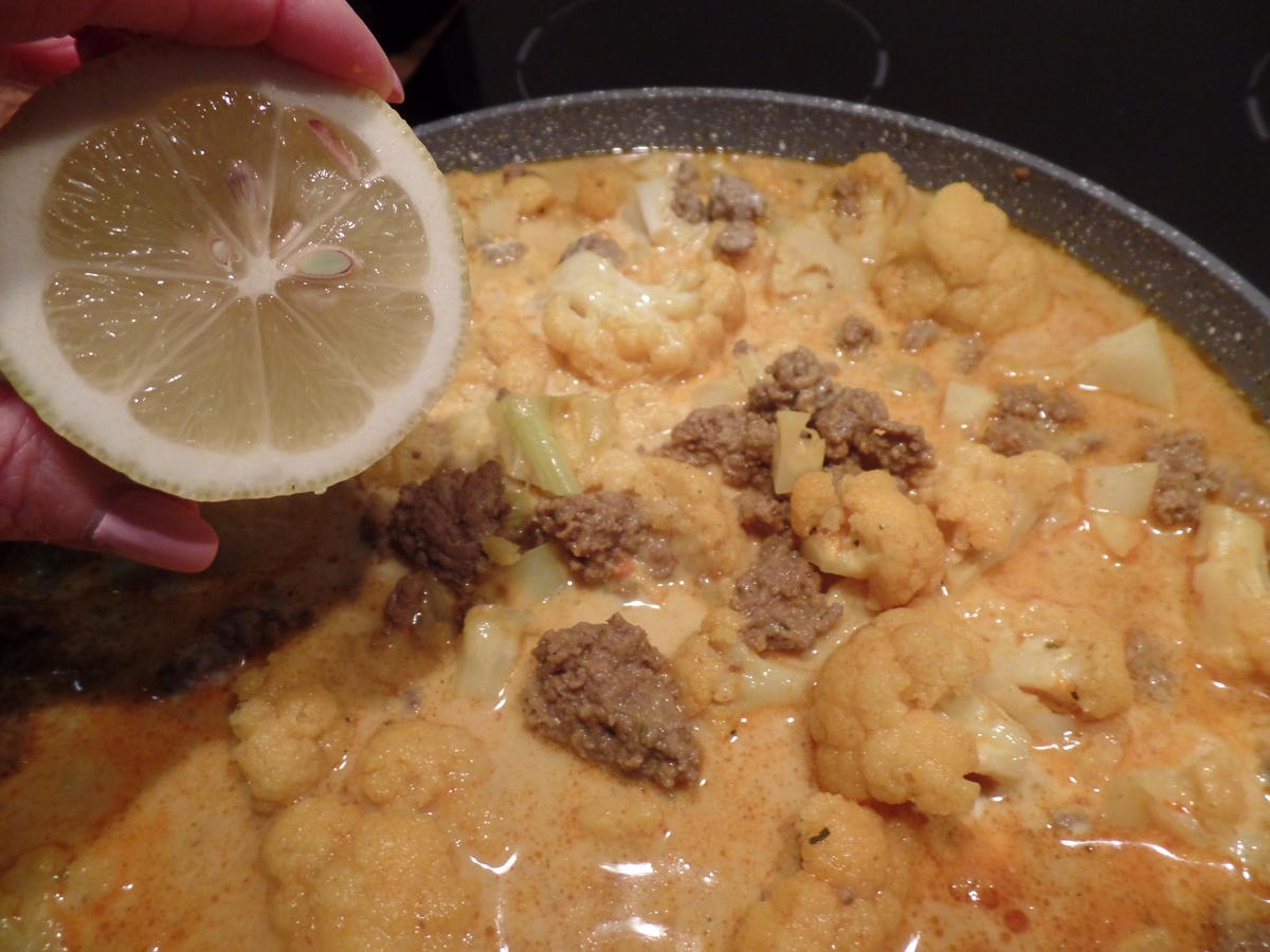 Blumenkohl-Hackfleisch-Curry mit Reis - Rezept - Bild Nr. 6643
