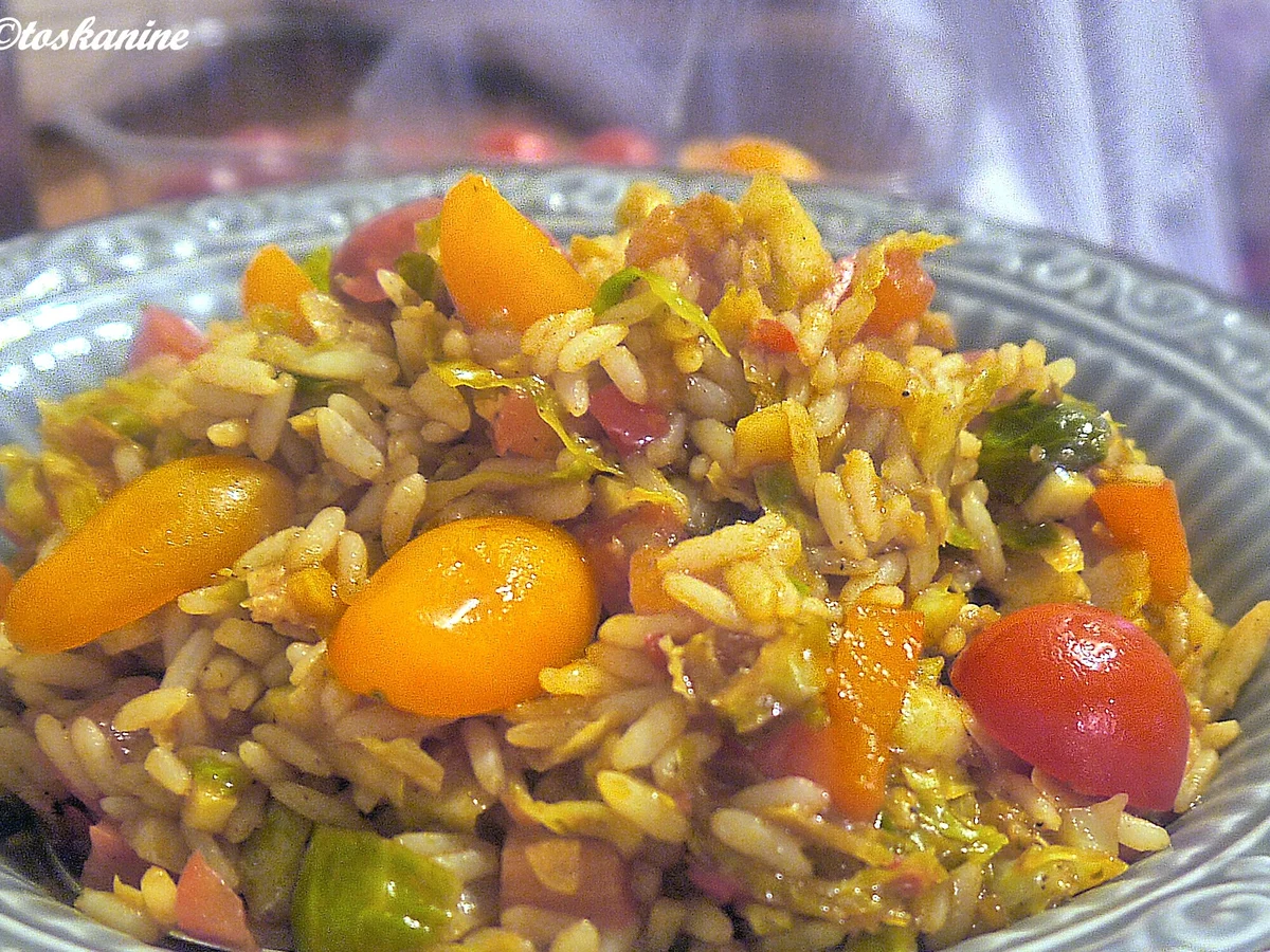 Reispfanne mit geröstetem Rosenkohl - Rezept - Bild Nr. 3