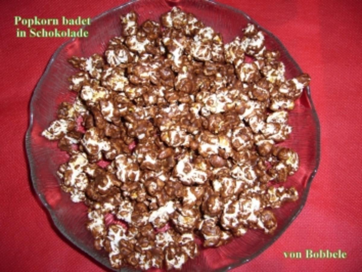 Bilder für Snack süß: Popcorn badet in Schokolade - Rezept