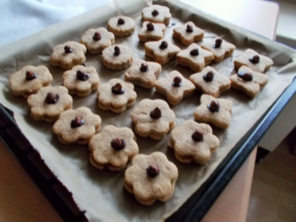 Rezept: HASELNUSS-PLÄTZCHEN mit Aprikosenmarmelade Bild Nr. 6735 HASELNUSS-PLÄTZCHEN mit Aprikosenmarmelade - Rezept - Bild Nr. 6735