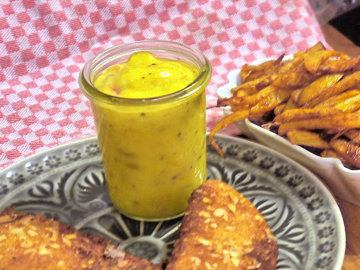 Sellerie-Mandel-Schnitzel, Orangen-Oliven-Majo, Räucherstäbchen - Rezept - Bild Nr. 6761