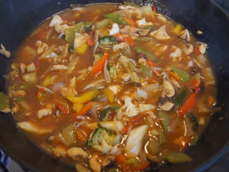 Rezept: Gemüsemix süß-sauer mit Hähnchenbrustfilet und gelben Basmatireis Bild Nr. 6791 Gemüsemix süß-sauer mit Hähnchenbrustfilet und gelben Basmatireis - Rezept - Bild Nr. 6791