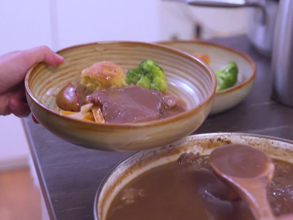 Zwiebelrostbraten mit Erdäpfelbuchteln und Herbstgemüse - Rezept - Bild Nr. 6761