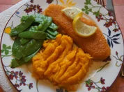 Alaska-Seelachs mit Kürbisstampf und Zuckererbsen - Rezept - Bild Nr. 6776