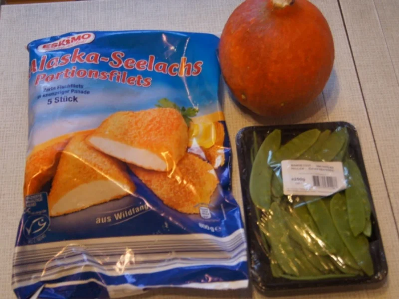 Alaska-Seelachs mit Kürbisstampf und Zuckererbsen - Rezept - Bild Nr. 6777