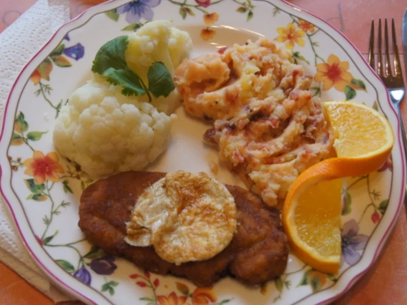 Minutenschnitzel mit Blumenkohl und Rote Beete-Kartoffelstampf - Rezept - Bild Nr. 6785