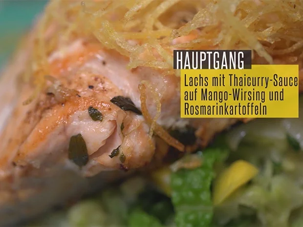 Ins Netz gegangen: Gebratener Lachs auf Mango-Sahne-Wirsing - Rezept - Bild Nr. 6822
