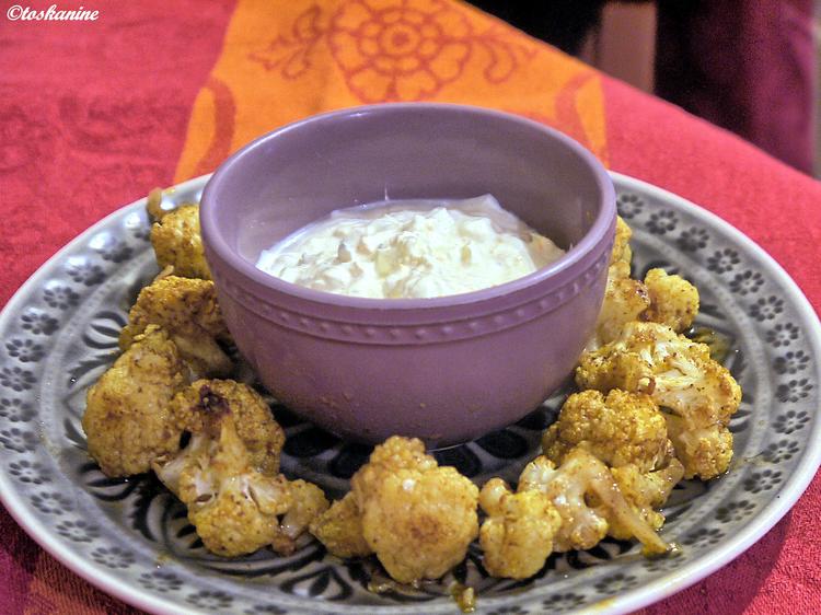 Ofengerösteter Blumenkohl mit Orangen Dip - einfach - 100 kcal/100g