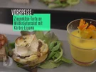 Ziegenkästarte an Wildkräutersalat und Kürbisespuma - Rezept - Bild Nr. 6859