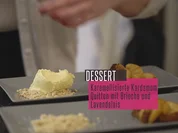 Karamellisierte Kardamom-Quitten mit Bratbrioche, Lavendeleis und Walnussstreuseln - Rezept - Bild Nr. 2