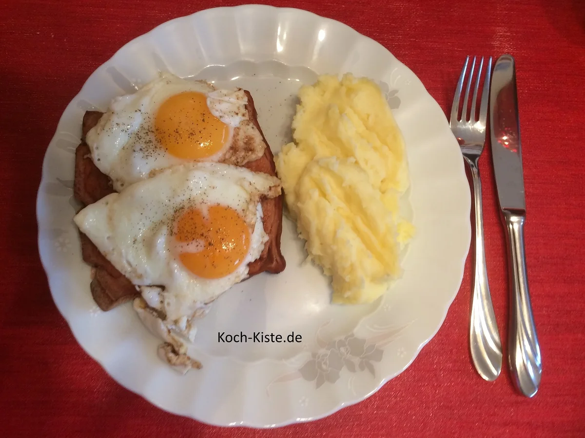 Rezept: Leberkäse mit Spiegelei und Kartoffelmus Bild Nr. 6860 Leberkäse mit Spiegelei und Kartoffelmus - Rezept - Bild Nr. 6860