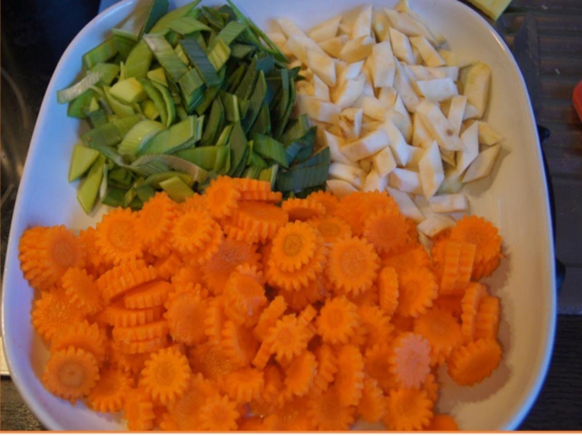 Tafelspitz mit Meerrettichsauce, Honigkarotten und Kartoffelpilzen - Rezept - Bild Nr. 6908