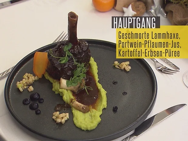 Rezept: Geschmorte Lammhachse an Portwein-Pflaumen-Jus mit Kräuterseitlingen Bild Nr. 2 Geschmorte Lammhachse an Portwein-Pflaumen-Jus mit Kräuterseitlingen - Rezept - Bild Nr. 2