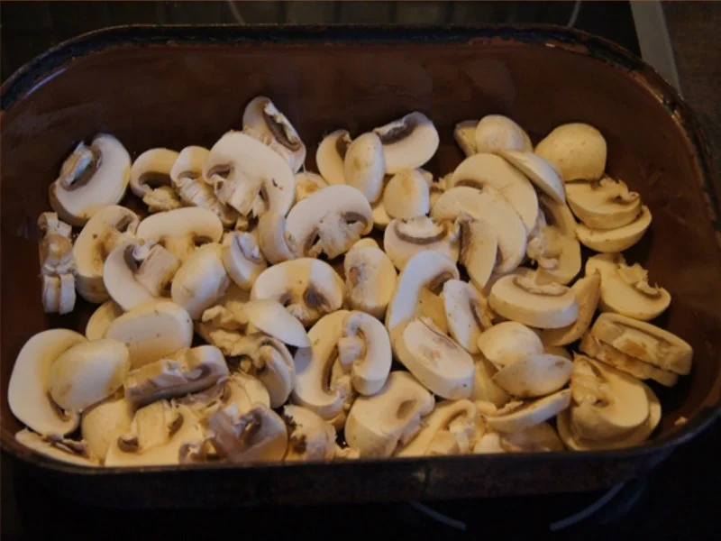 Backofenlachsfilet auf Champignons mit Zuckerschotenpüree und Süßkartoffelstampf - Rezept - Bild Nr. 6938