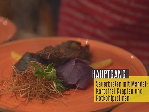 Rezept: Rheinischer Sauerbraten mit knusprigen Mandel-Kartoffel-Krapfen Bild Nr. 6955 Rheinischer Sauerbraten mit knusprigen Mandel-Kartoffel-Krapfen - Rezept - Bild Nr. 6955