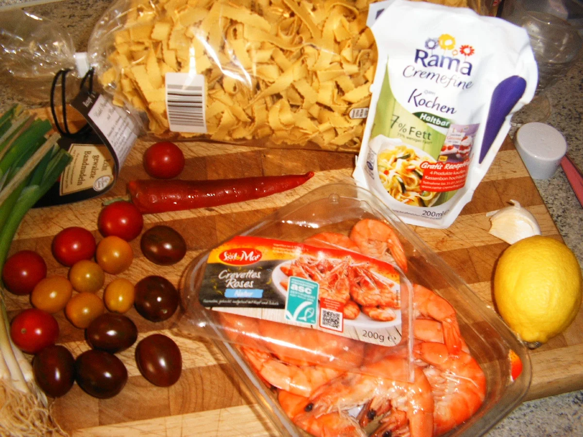 Crevetten mit Tagliatelle - Rezept - Bild Nr. 6986