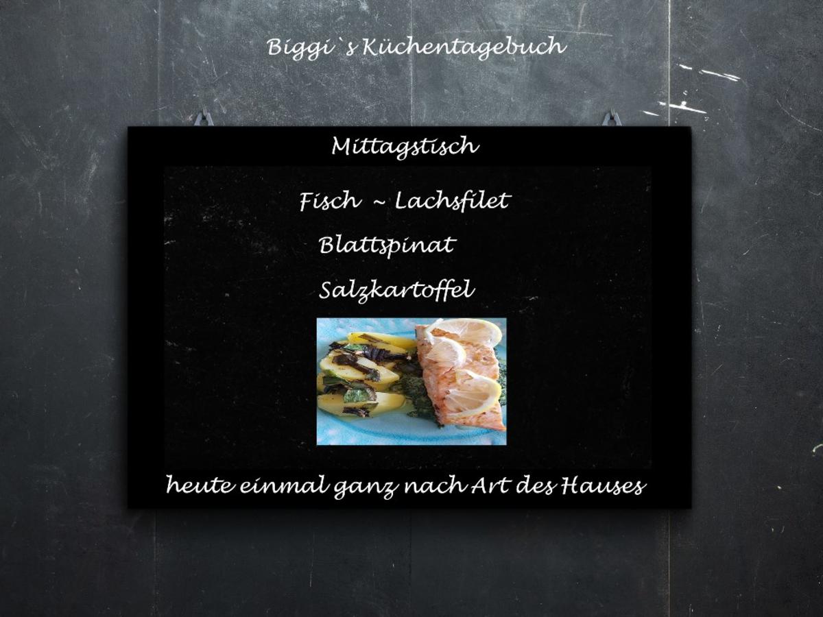 Lachs an Käse-Creme-Spinat und Salzkartoffel - Rezept - Bild Nr. 7025