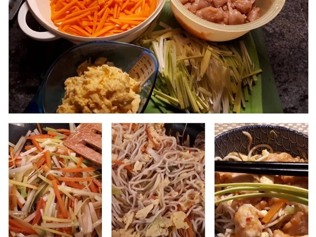 Rezept: Chinesische Bratnudeln mit Ei, Huhn und Shrimps Bild Nr. 7062 Chinesische Bratnudeln mit Ei, Huhn und Shrimps - Rezept - Bild Nr. 7062