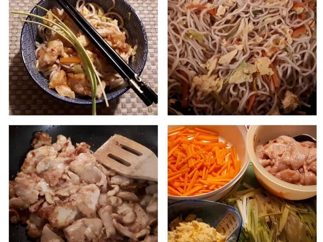 Rezept: Chinesische Bratnudeln mit Ei, Huhn und Shrimps Bild Nr. 7063 Chinesische Bratnudeln mit Ei, Huhn und Shrimps - Rezept - Bild Nr. 7063