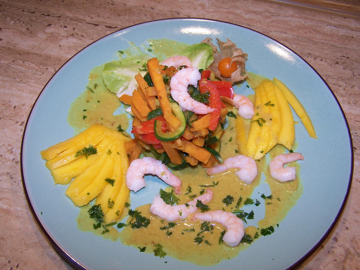 Gemüse mit Curry-masala- Kokos- Soße - Mango - Rezept - Bild Nr. 7157