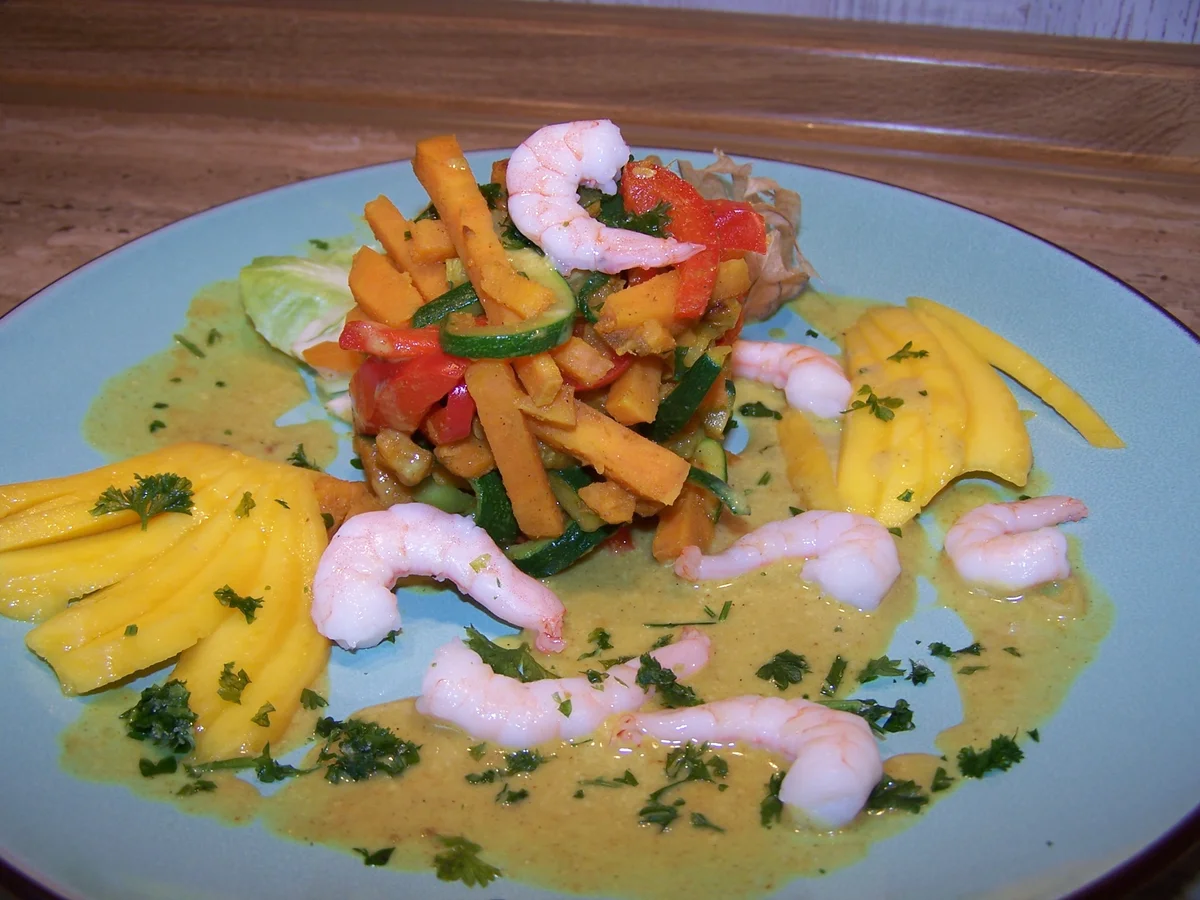 Gemüse mit Curry-masala- Kokos- Soße - Mango - Rezept - Bild Nr. 7163