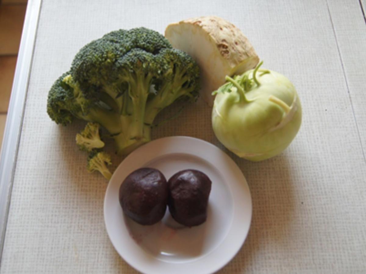 Kohlrabi Schnitzel Mit Brokkoli Und Rote Bete Sellerie Stampf Rezept Kochbar De