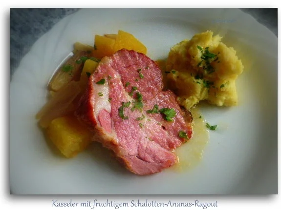 Kasseler mit fruchtigem Schalotten-Ananas-Ragout - Rezept - Bild Nr. 7195