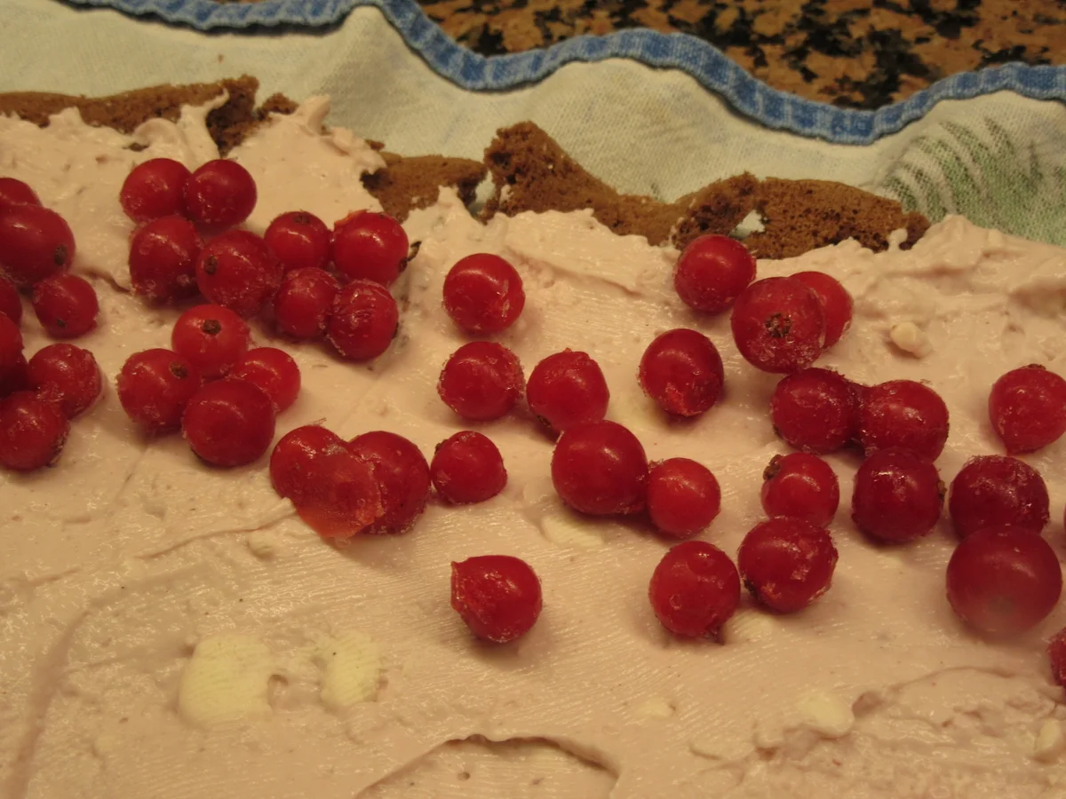 Rezept: Backen: Schokobiskuitrolle mit Johannisbeer-Schmand Bild Nr. 7210 Backen: Schokobiskuitrolle mit Johannisbeer-Schmand - Rezept - Bild Nr. 7210