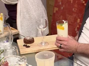 Schokokuchen mit  Mangosorbet und  Pfirsich-Maracuja-Traum - Rezept - Bild Nr. 2