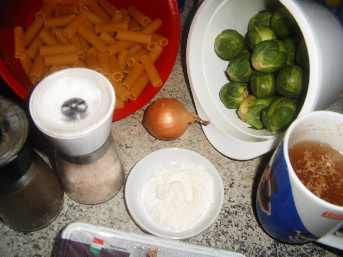 Tortiglioni( kurze Nudeln) mit Rosenkohl in Gorgonzola-Soße - Rezept - Bild Nr. 7199