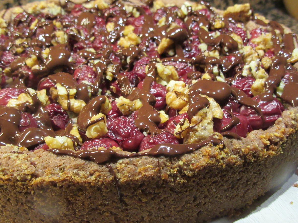 Backen: Schoko Kirsch Tarte mit Nuss - schnell &amp; einfach - von lunapiena