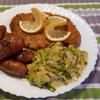 Kicher-Schnitzel, Röstkartoffeln und Curry-Lauch - Rezept - Bild Nr. 7576