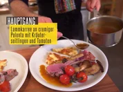 Lammkarree an Polenta mit Tomaten und Seitlingen - Rezept - Bild Nr. 2