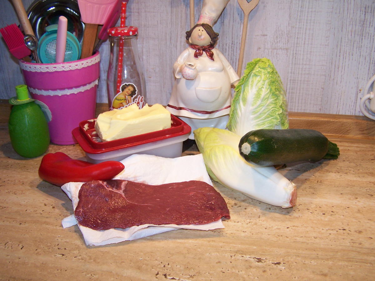 Buntes Gemüse mit einem Rinder Steak und einem Fantasie Sößchen - Rezept - Bild Nr. 7568