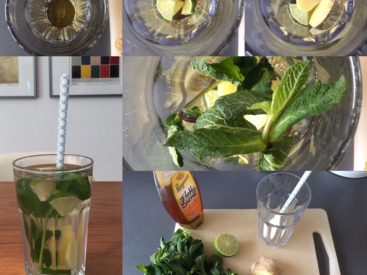 Rezept: Ingwer-Tee mit Limette/Zitrone, Honig und Minze - gesund und sooo lecker Bild Nr. 7618 Ingwer-Tee mit Limette/Zitrone, Honig und Minze - gesund und sooo lecker - Rezept - Bild Nr. 7618