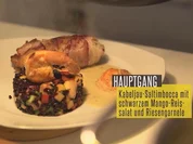 Kabeljau-Saltimbocca mit schwarzem Mango-Reissalat & Riesengarnele - Rezept - Bild Nr. 2