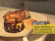 Kabeljau-Saltimbocca mit schwarzem Mango-Reissalat & Riesengarnele - Rezept - Bild Nr. 2