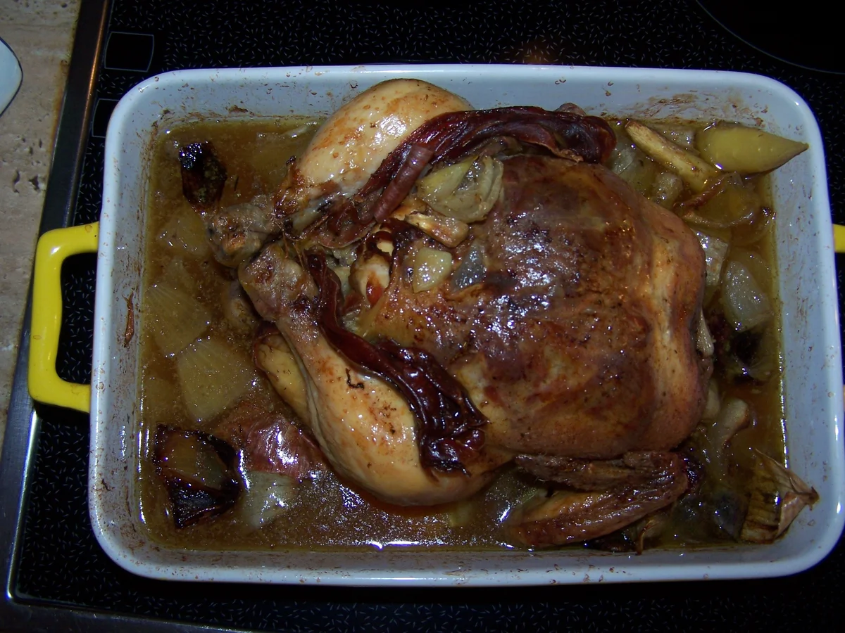 Rezept: Mais- Poularde +Gemüse-Allerlei und Sößchen Bild Nr. 7657 Mais- Poularde +Gemüse-Allerlei und Sößchen - Rezept - Bild Nr. 7657