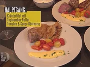 Kräuterfilet, Topinamburpuffer, Balsamico Tomaten und Sauce Bernaise - Rezept - Bild Nr. 7648