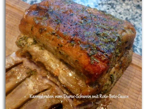 Karreebraten vom Duroc-Schwein mit Rote-Bete-Sauce - Rezept - Bild Nr. 7694