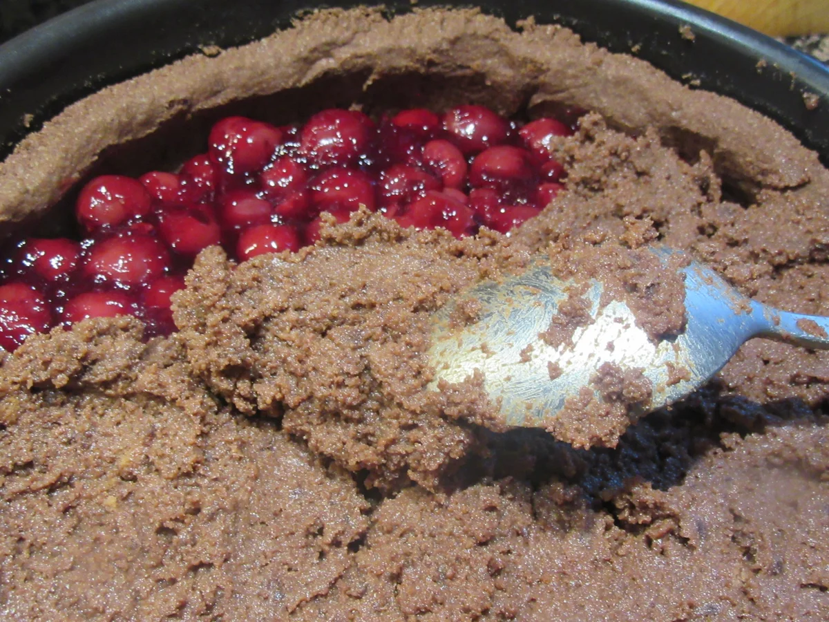 Backen: Schoko-Krümelkuchen mit Kirschen - Rezept - Bild Nr. 7697