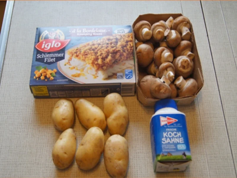 Rezept: Schlemmerfilet mit Rahm-Champignons und Petersilien-Kartoffeln Bild Nr. 7750 Schlemmerfilet mit Rahm-Champignons und Petersilien-Kartoffeln - Rezept - Bild Nr. 7750