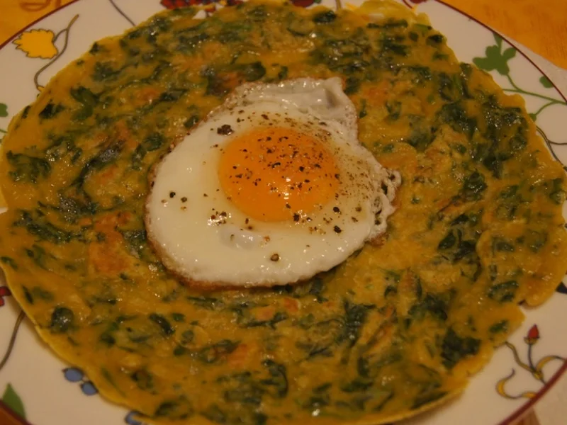 Pfannkuchen mit Spinat und Spiegelei - Rezept - Bild Nr. 2