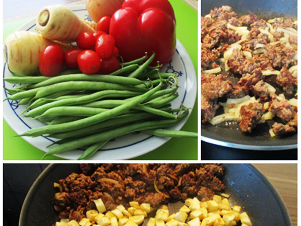 Rezept: Gemüsepfanne mit Hackfleisch und Feta Bild Nr. 7757 Gemüsepfanne mit Hackfleisch und Feta - Rezept - Bild Nr. 7757