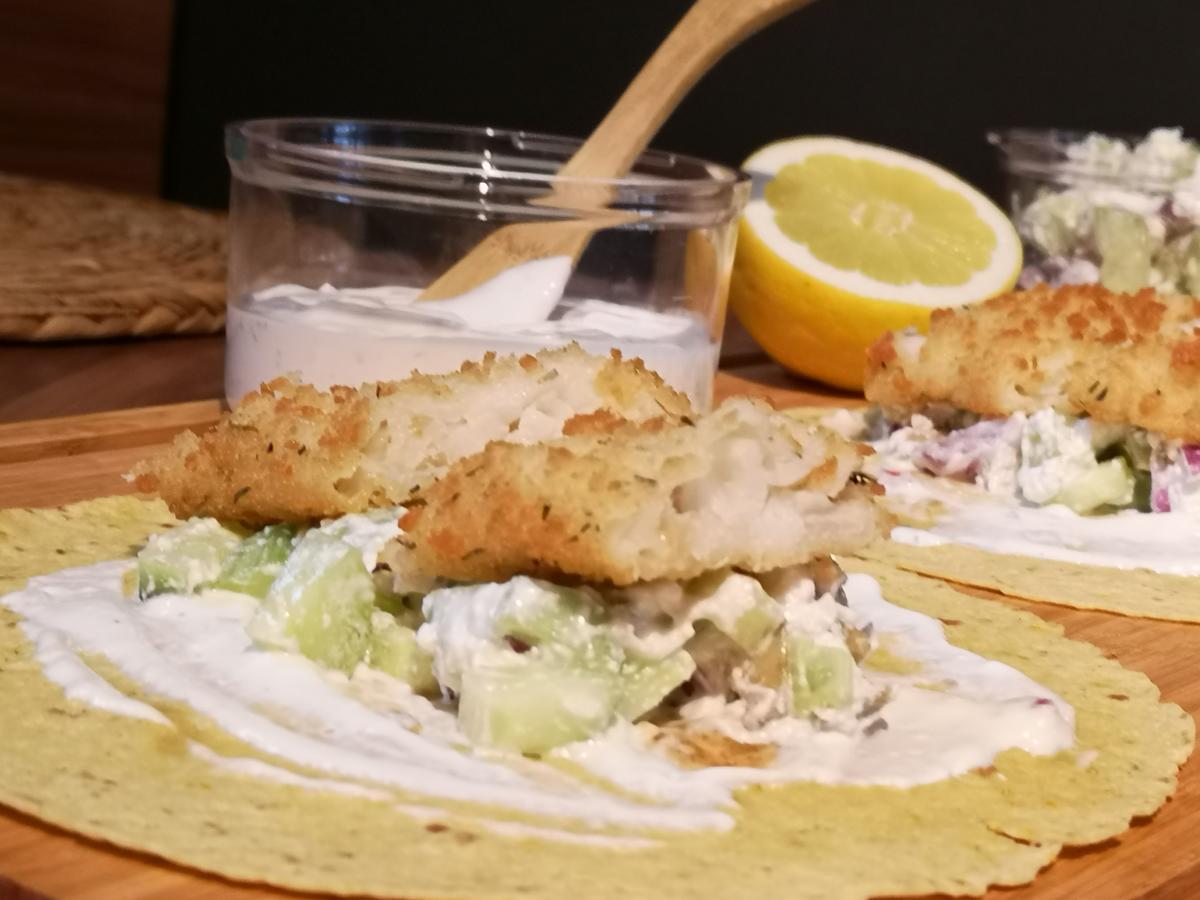 BiNe` S WRAP MIT DORSCH, FETA & GURKE - Rezept - Bild Nr. 7786